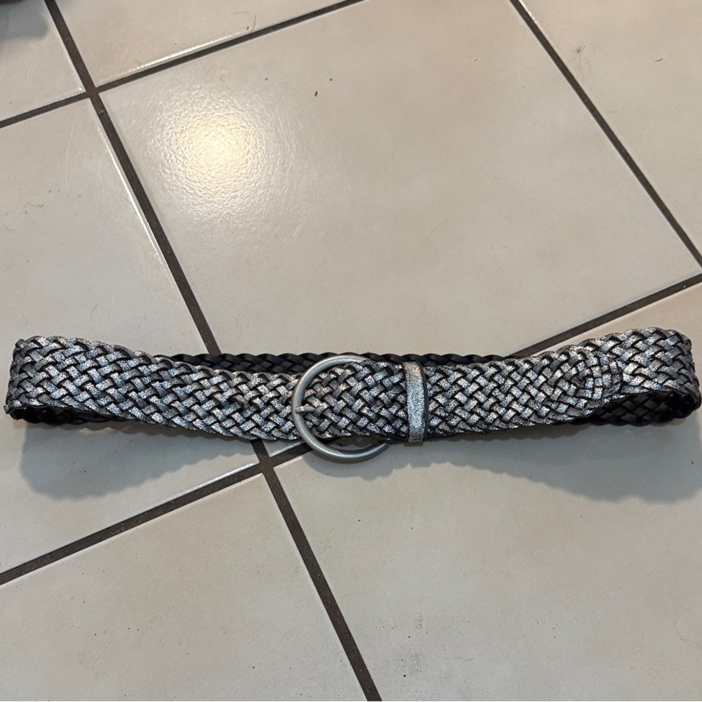 Silver and Black Braided Belt